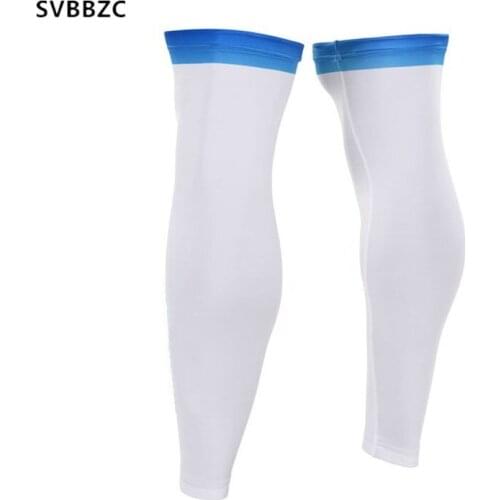 Men Outdoor Sports Cycling Leg Warmers White Blue MTB Bike Bicycle Cycling Leg Sleeves Sports Safety