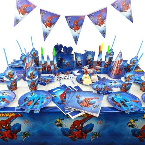 Disney Marvel Party Decoration Avengers Kids Balloons Set Toys Disposable Cup Iron Man Balloon Plates Tablecloths Photo Backdrop