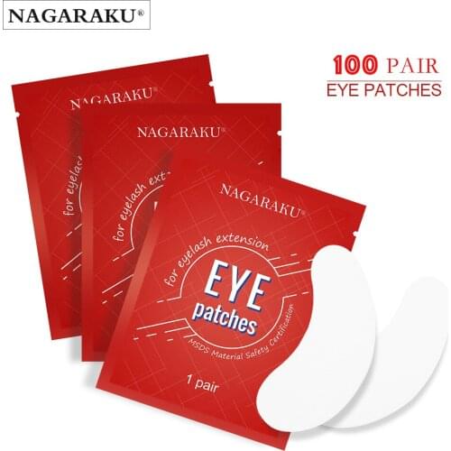 NAGARAKU 100pairs Stretchable Patches Eyelash Under Eye Pads Lash Eyelash Extension Paper Patches Eye Tips Sticker Make Up Tools