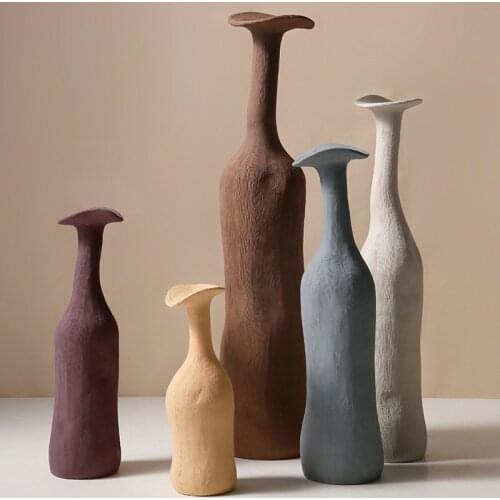 New Fashion Creative Ceramic Vase Minimalist Morandi Colored Living Room Home Decorations Nordic Style Sculpture Art Carfts Gift