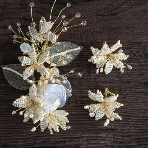 New Fashion Flower Hair Comb Hair Clip Women Bridal Wedding Hair Accessories Handmade Hairpin Earrings Girls Head Wear Ornaments