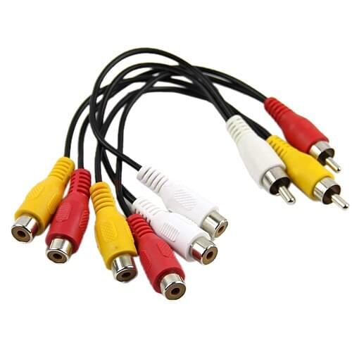 RISE New 3 RCA Male Jack to 6 RCA Female Plug Splitter Audio Video AV Adapter Cable