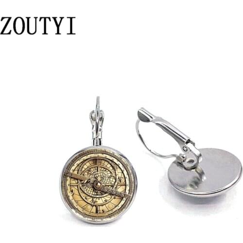 New / glamour vintage puzzle Bill CIPHER medical pattern glass earrings, convex and concave glass ladies earrings