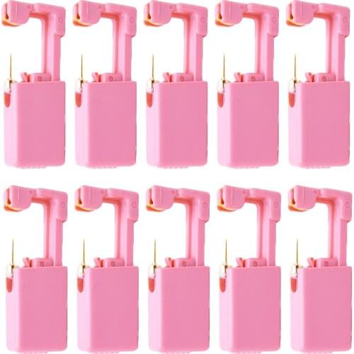 Disposable Pink Ear Piercing Gun Machine Tool Kit Safety Medical Stainless Steel fake piercing Earrings Nose Clips Body Piercer