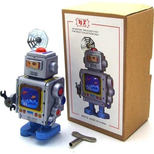 Antique Style Tin toys Robots wind up toys for children adult home decor metal craft space robot