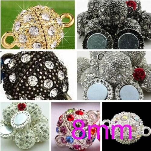 OMH wholesale 5pcs DIY Jewelry accessories AAA++ Crystal charm European ball Magnetic attract clasp beads PJ376-1