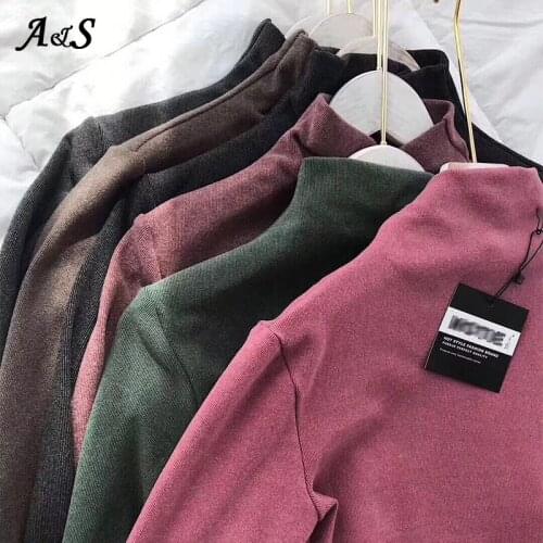 Anbenser Autumn Women Pullovers Sweater Knitted Elasticity Casual Jumper Winter Fashion Slim Turtleneck Warm Female Sweaters