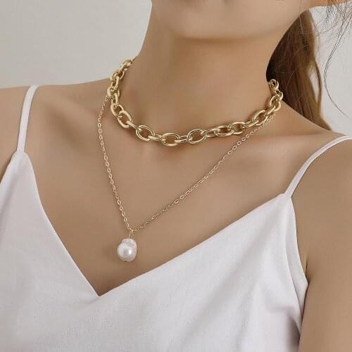 2020 Trendy New Gold Color Necklaces For Women Multilayer Pearl Pendants Necklace Chokers Jewelry Girls Gift Accessories
