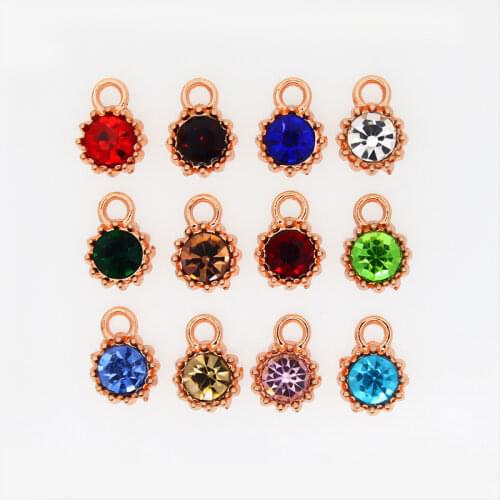 12Pcs/Lot Alloy Crystal Birthstone Charms For Jewelry Making Women Necklace Pendant Keychain Earring Bracelet DIY Accessories
