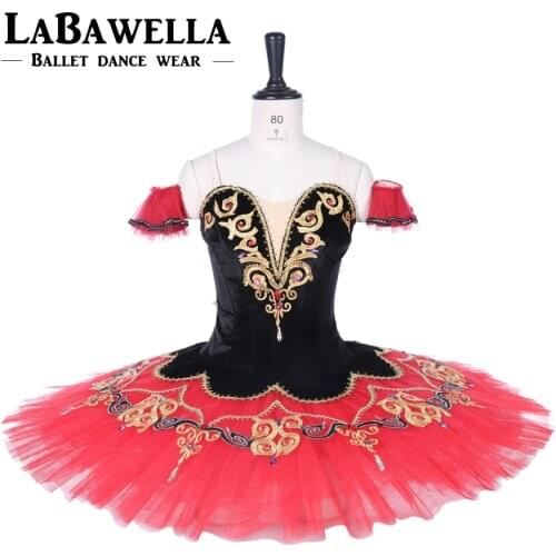 Kitri Don Quixote Professional Ballet Tutus Black Red Ballet Stage Costume Adult Women Performance Ballet Pancake Tutu BT9292