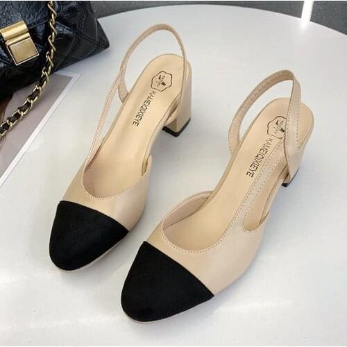 New Women Sandals Women Shoes Nice Summer Patchwork Shallow Sandals Side Cut Out Stretch Back Strap Slip on Slingback Sandals