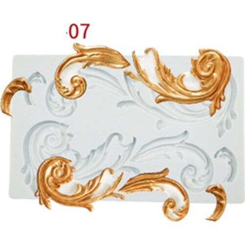 Silicone Molds Baroque Style Relief Border Mould for Clay Crafts 3d Diy Flower Lace Cake Decorating Tools Soap Plaster Mold Mat