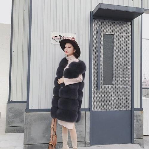 Women Winter Clothes Warm Real Full Pelt Fox Fur Vest Coats Korean Elegant Vintage Coat Jacket Manteau Femme Hiver ZL631