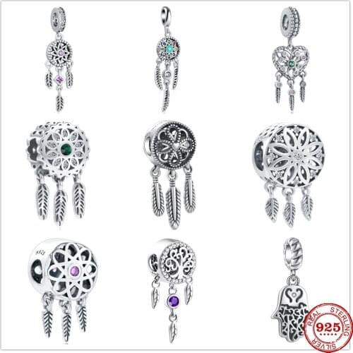 Hot Sale 100% Real 925 Sterling Silver Dream Catcher Charm Fit Original Pandora Bracelet Making Fashion DIY Jewelry For Women