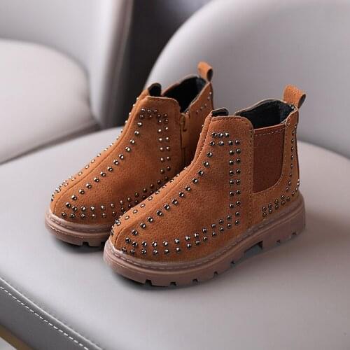 2020 winter warm girls boots shoes plush cow muscle sole girls boys snow boots shoes rivet zipper size 26-36 shoes for kids