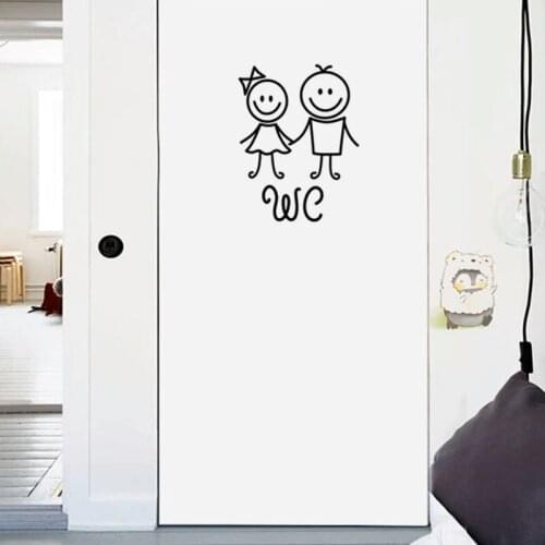1Set Bathroom Boy And Girl Toilet Door Stickers Creative Home Decoration Removable Self-adhesive Carving Custom Home Decor