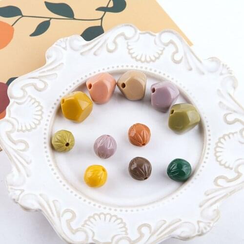 10pcs New Fashion pumpkin Lantern Beads Shaped Irregular Resin perforated Beads Earrings Necklace Material Diy Jewelry Findings