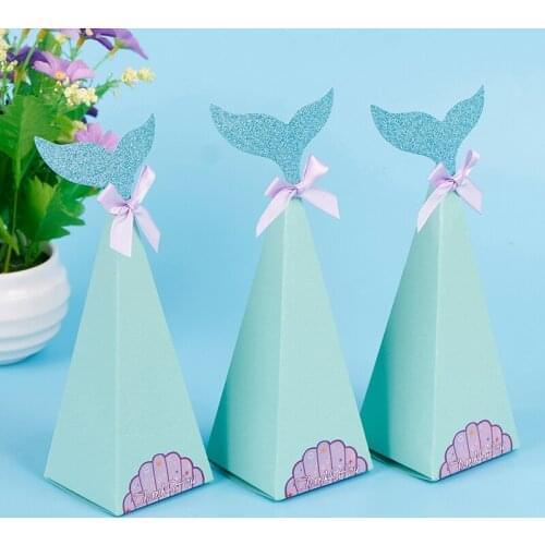 10Pcs Mermaid Gift Boxes Sweet Paper Candy Box Mermaid Birthday Party Decoration