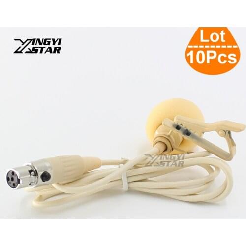 10Pcs Flesh Color Mini XLR 4 Pin TA4F Tie Clip on Lapel Mic Lavalier Microphone For SHURE Karaoke Wireless BodyPack Transmitter