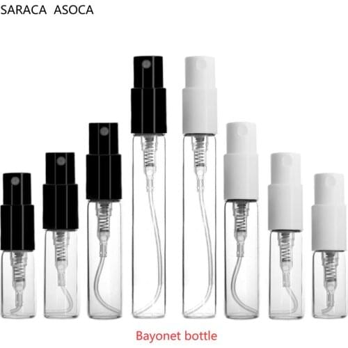 2ml 3ml 5ml Bayonet Neck Glass bottle With White And Black Plastic Sprayer Perfume Bottle