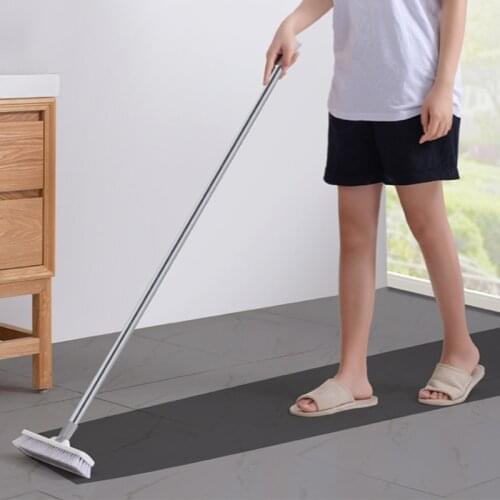 2 In 1 Floor Scrub Brush with Scraper Long Handle Stiff Bristle Clean Scrubber R7UB