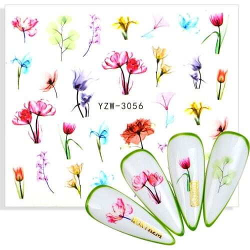 2021 New Water Stickers For Nails Mix Flowers Transfers Sliders Nail Polish Stickers Wraps DIY Nail Art Manicure Decorations