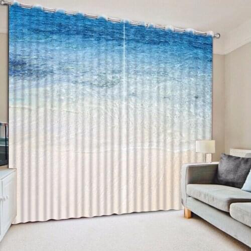 3D Curtain Fashion Customized Sea Wave Beach Curtains For Bedroom Custom Any Size 3D Curtain Blackout Living Room
