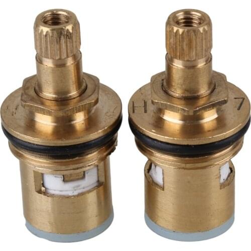 43x22MM Gold Faucet Ceramic Disc Cartridge Valve Core 8.2mm Clockwise Hot Cold Water Replacement Pack of 2