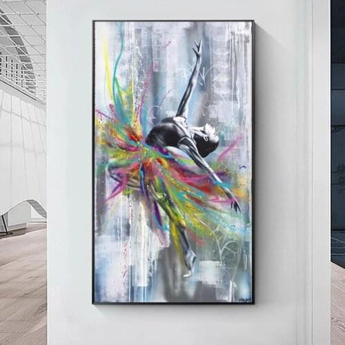 Abstract Dancing Ballerina Canvas Posters and Prints Ballet Girl Graffiti Art Canvas Painting Wall Picture for Living Room Decor