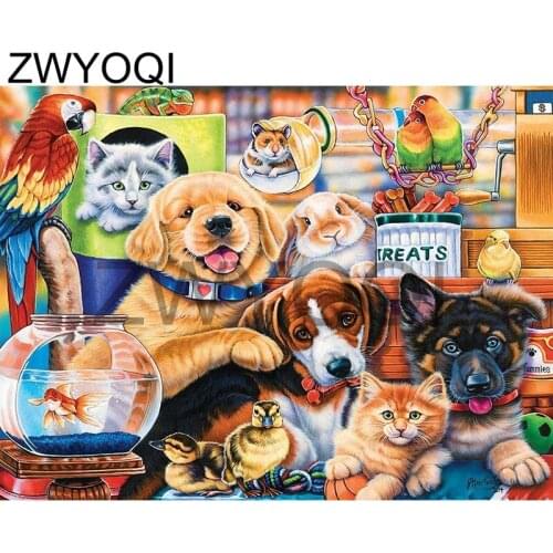 DIY 3D Diamond mosaic Full Square Diamond painting dog cat goldfish parrot rabbit duckFull Round Diamond embroidery Cross stitch