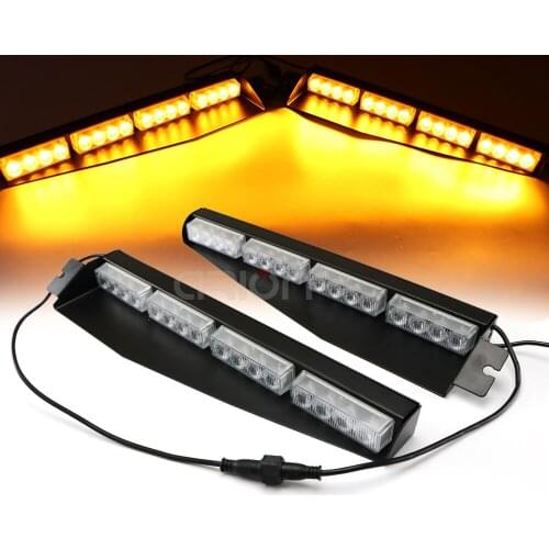 Car Truck Police 32 LED Strobe Flashing Light LED Emergency Warning Fog Lights Windshield Visor Deck Lamp 12V 24V Amber Red Blue