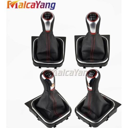 Car Shift Level Adapter Gear Stick Knob 5 6 Speed Leather Boot For V-W Volkswagen Golf 5/6 MK5/6 Scirocco(2009) octavia