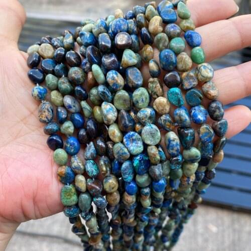 7x9mm Natural Stone Azurite Loose Irregular Chip Potato Nugget Beads Chrysoprase/Pink Opal/Garnet Stone Beads For Jewelry Making