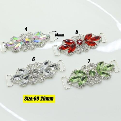 Free Shipping 10 pcs/lot 69mm Rhinestone Connector For Swimming Wear Bikini Connector Headband Connector Shoe Buckle