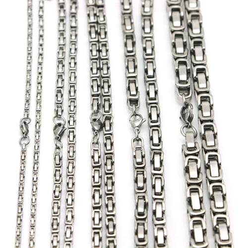 1pcs New Style 2.6mm 4mm 5mm 6mm 8mm Men Chain Silver Tone 316 Stainless Steel 22inch Byzantine Box Link Necklace