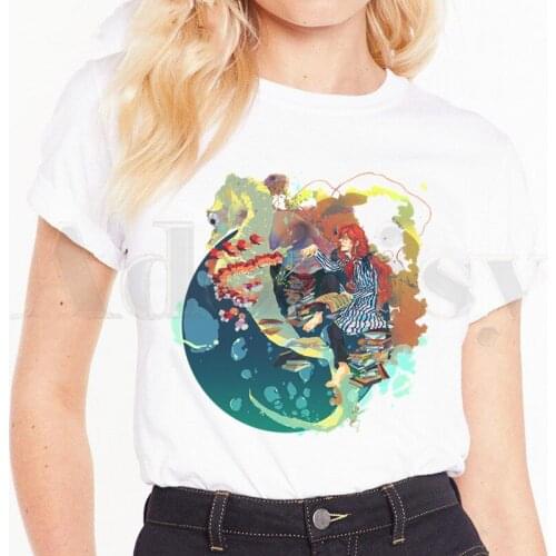 Ponyo on the Cliff Miyazaki Hayao Studio Ghibli T-shirt Short Sleeve Female Tops Tees Harajuku Vintage T Shirts Womens Summer