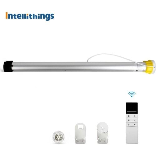 Intellithings Smart Roller Blind Motor Built in Battery RF Control for 38mm Tube Rechargable Electric Roller Shade Shutters
