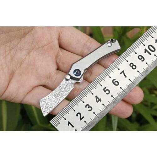 Small folding knife pocket self-defense keychain self-defense Damascus steel outdoor fishing tools tactical decorative knife