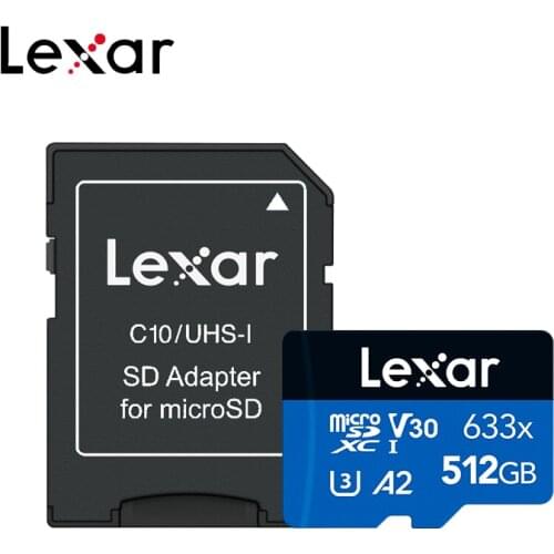 Memory Card 512GB MicroSD Card U3 V30 Class 10 TF A2 633x Micro SDXC Card Original Lexar Flash Card For Phone Free Shipping