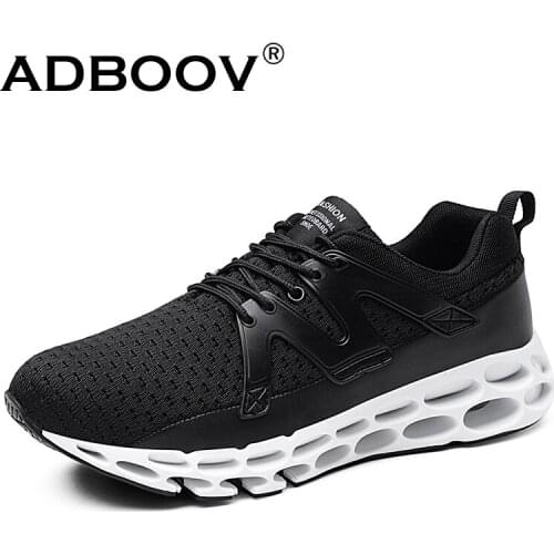 FEOZYZ Men Running Shoes Low Top Mens Sneakers Breathable Casual Shoes Chaussure Homme Sport Trainer Runner Shoes Black White