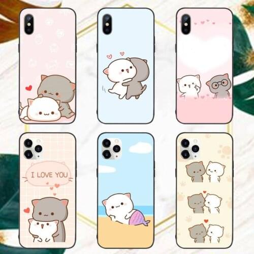 Cute cartoon cat Phone Case For iphone 12 11 pro Max Mini 7 8 plus X XR XS Redmi 9 8 Samsung A51 71 HUAWEI P30 40