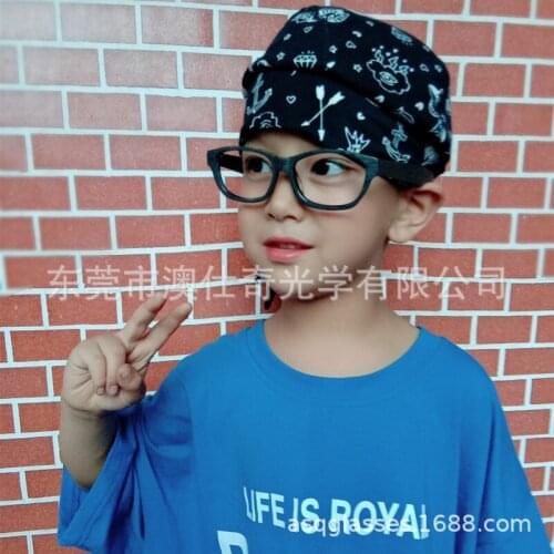 Youth Black Frosted Wood Grain Effect Classic Childrens Glasses Frame Street Shooting Style Plain Glasses