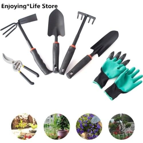 6 Pcs Garden Tools Set Manual Removing Garden Taproot Pruning Shears Trowel Cultivator Weeding Fork Weeder and Secateur D40