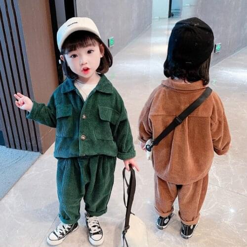 Girls Clothing Suits Sweatshirts +Pants 2021 Corduroy Spring Autumn Kids Teenagers Outwear Kids Cotton Tracksuit Sport Suits