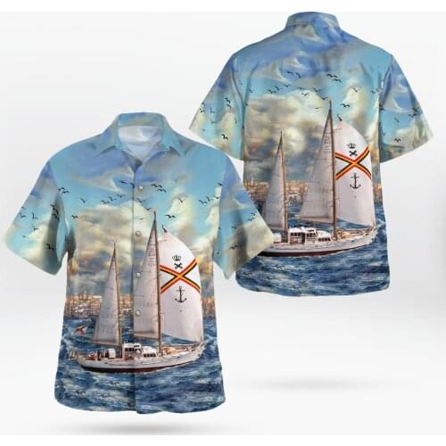 Sailboat 3D Print Beach Hawaiian 2021 Summer Shirt Short Sleeve Shirt Streetwear Oversized 5XL Camisa Social Chemise Homme F2255