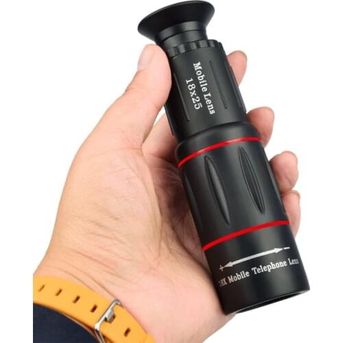 18X High Definition Portable Monocular Telescope Waterproof BAK4 Telescope Supports Smartphone Camping Travel