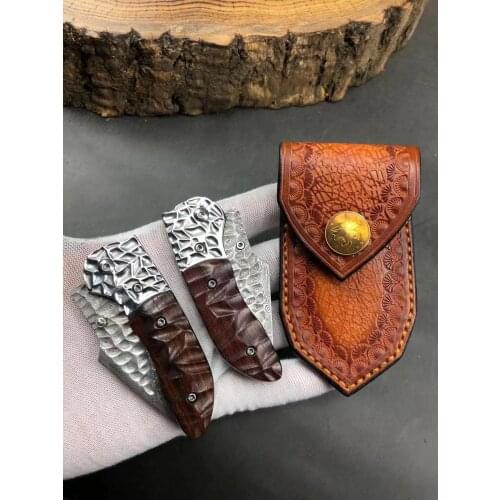 Rosewood Damascus steel folding knife sharp pocket folding knife the Damascus knife outdoor folding tactical knife