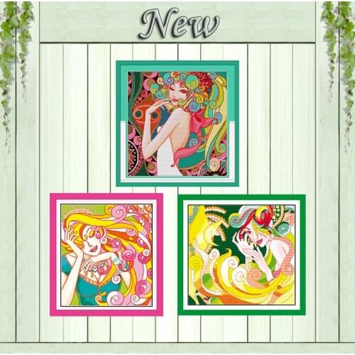 Temptation beauty girl Charming diy painting counted printed on canvas DMC 14CT 11CT Cross Stitch Needlework Set Embroidery kits