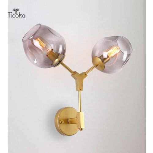 Tiooka Glass Wall-Light Tree Branch Sconces Gold Black Lamp for Bedside Decor Lighting TV Background Aisle Wall Mounted Lamp
