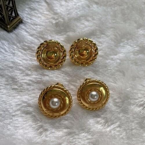 Twist ring pearl letter Earrings cool wind retro earrings earrings